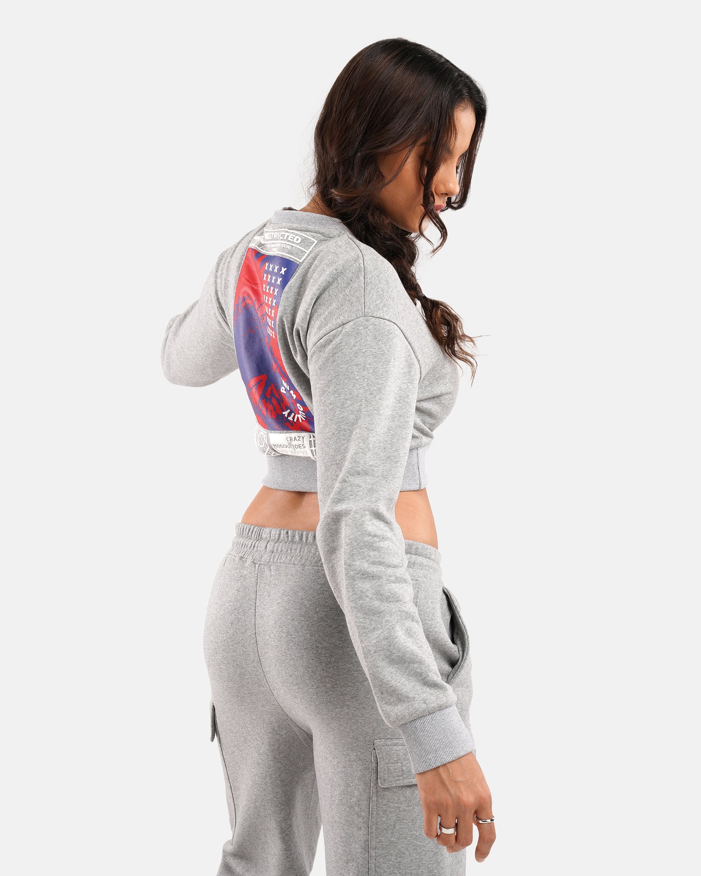 Unrestricted Crop Sweat - Grey