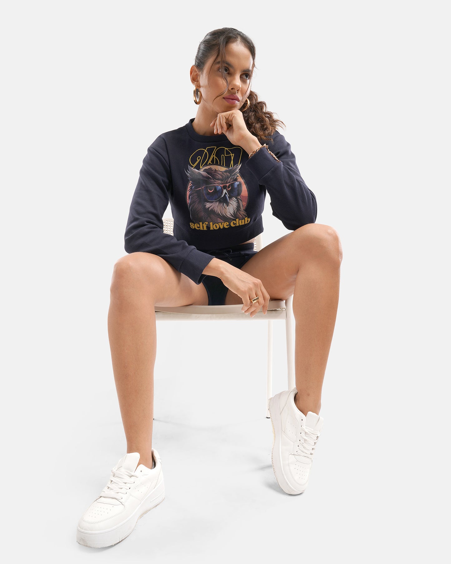 Self Love Crop Sweat - Navy