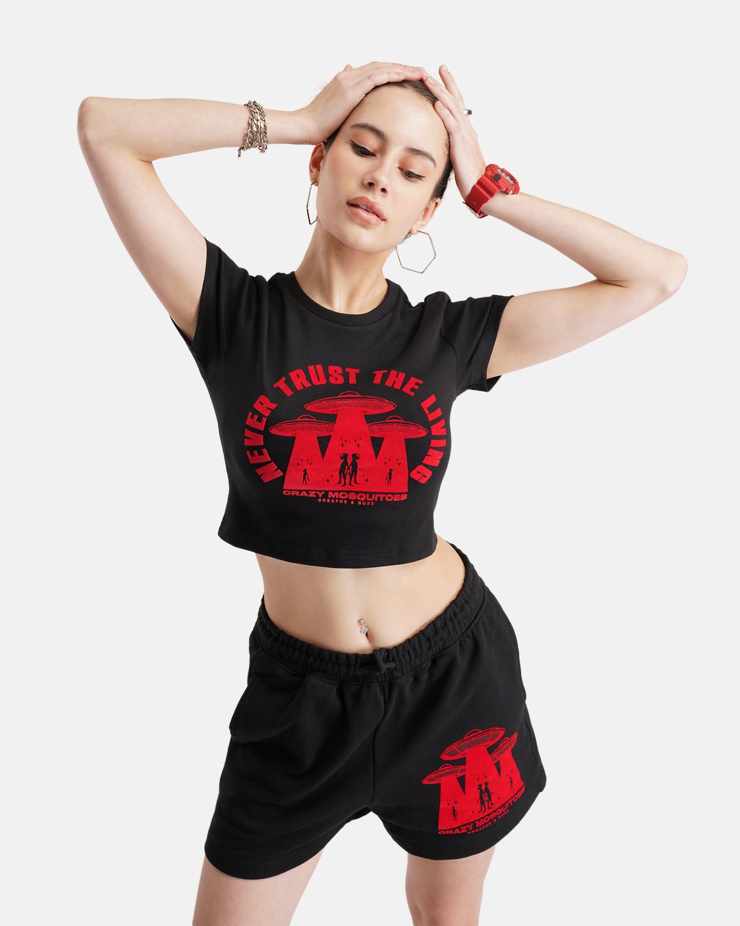 Cosmic Intruder Crop - Black