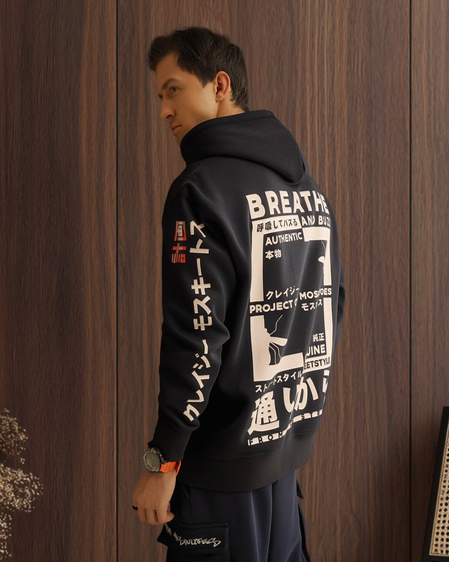 Breathe and Buzz Hoodie Navy