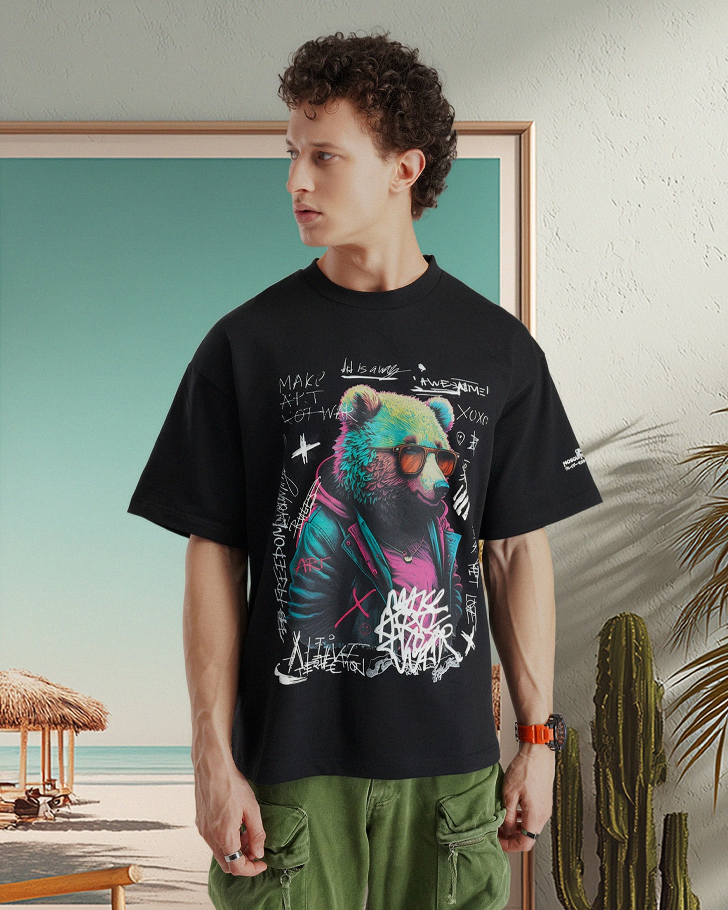 Psy Bear Tee Black