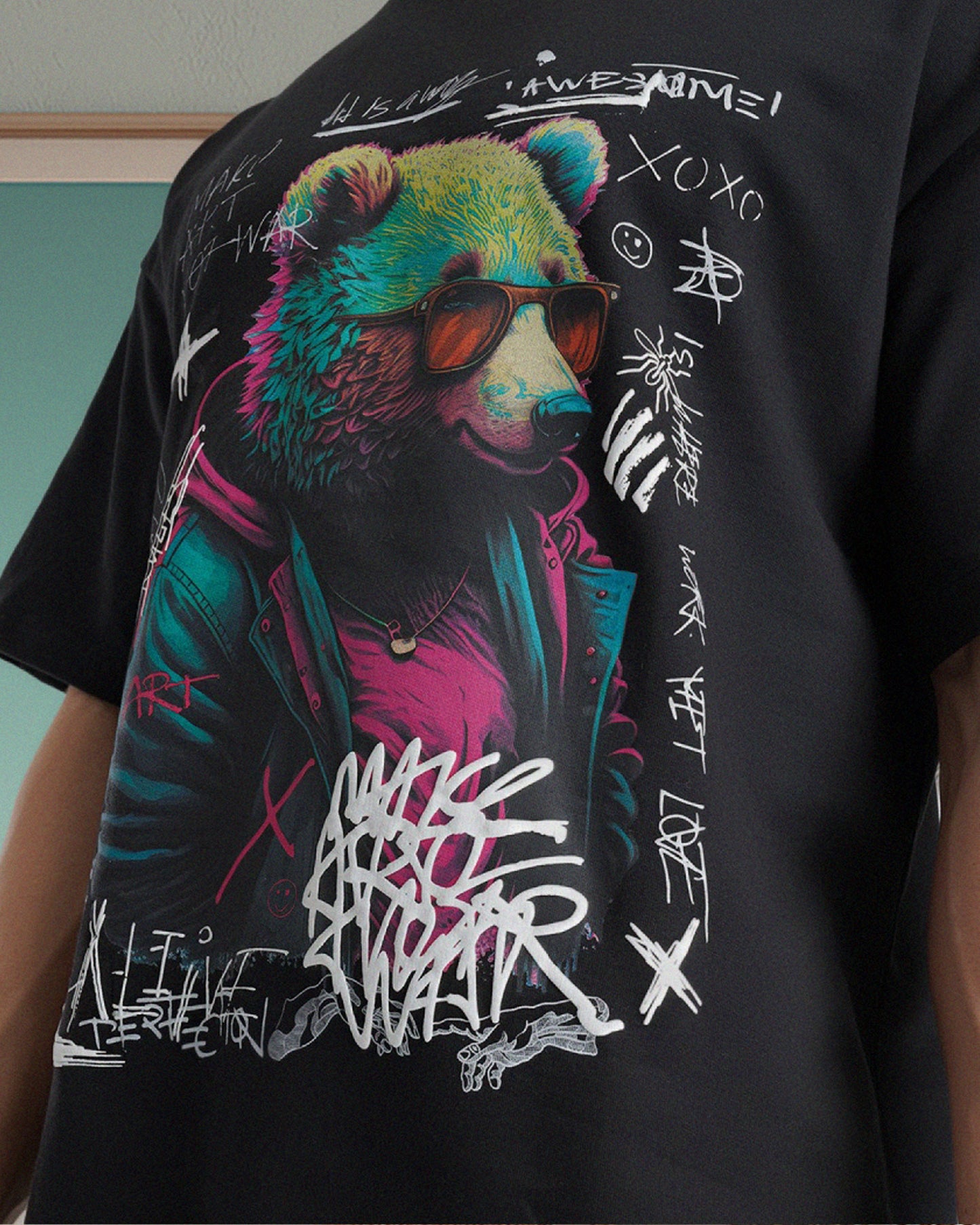 Psy Bear Tee Black