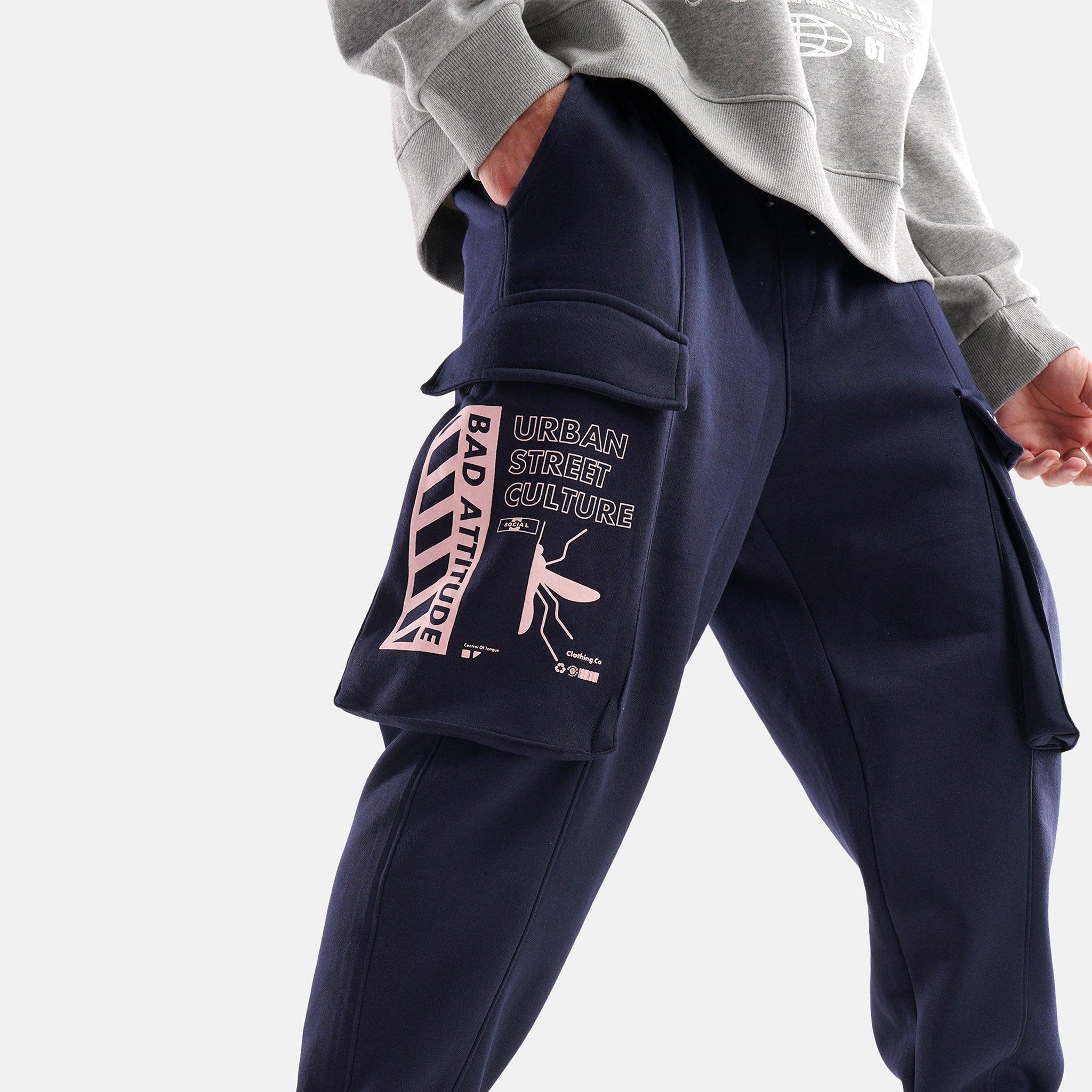 Bad Attitude Fleece Jogger in Navy