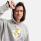 Beautiful Heart Oversized Fleece Hoodie in Grey Melange