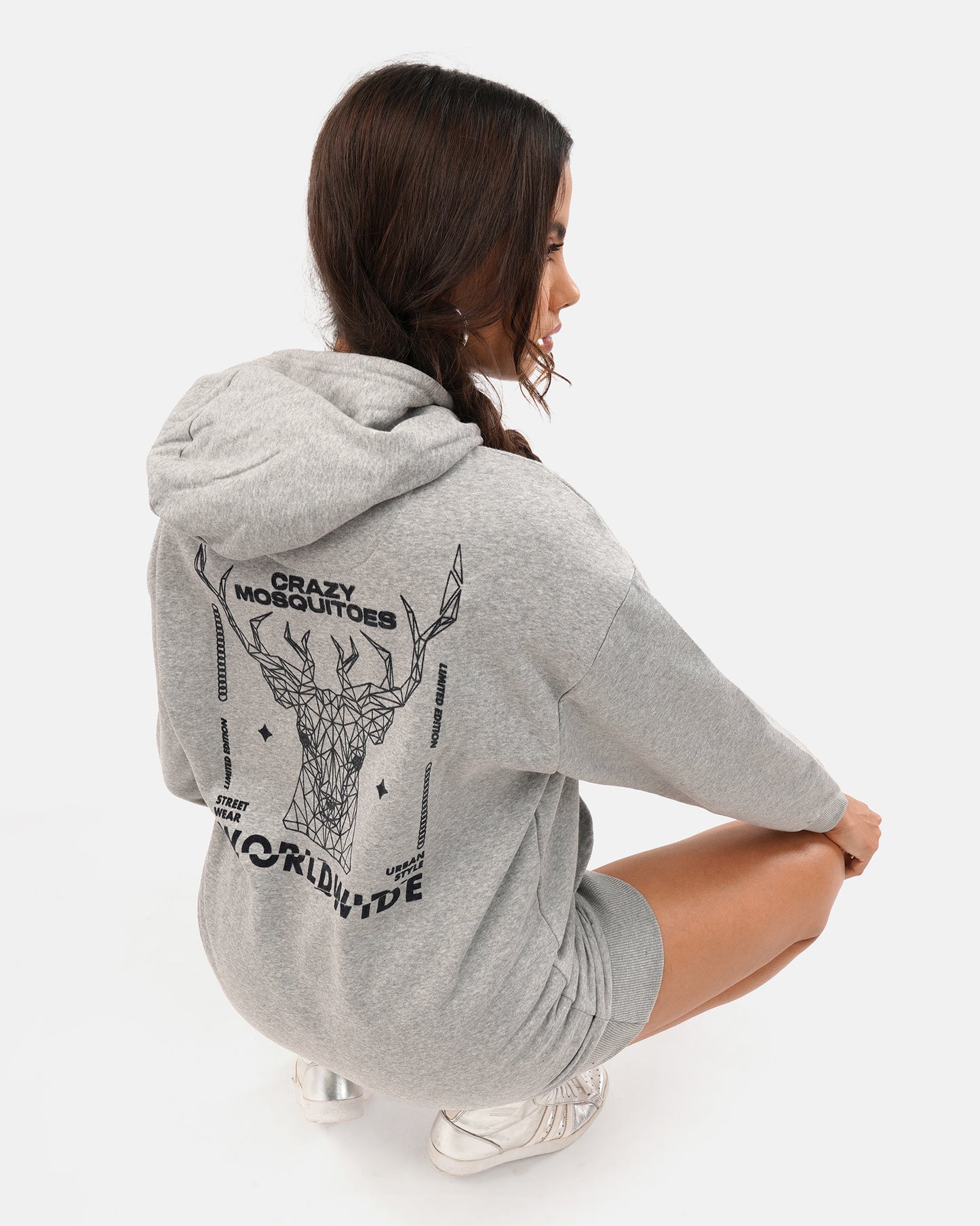 Worldwide Long Hoodie - Grey