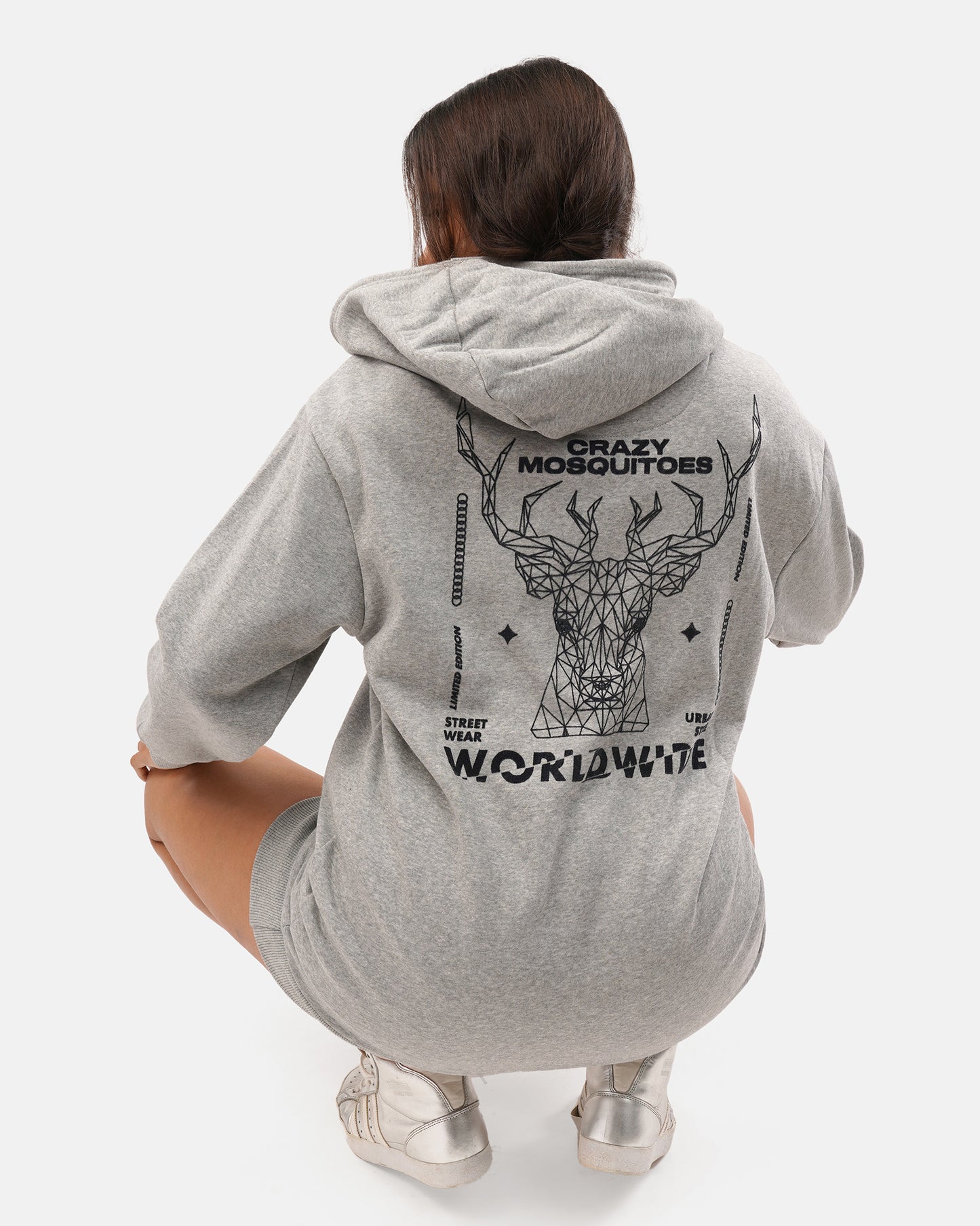Worldwide Long Hoodie - Grey