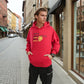 David Oversized Fleece Hoodie in Red