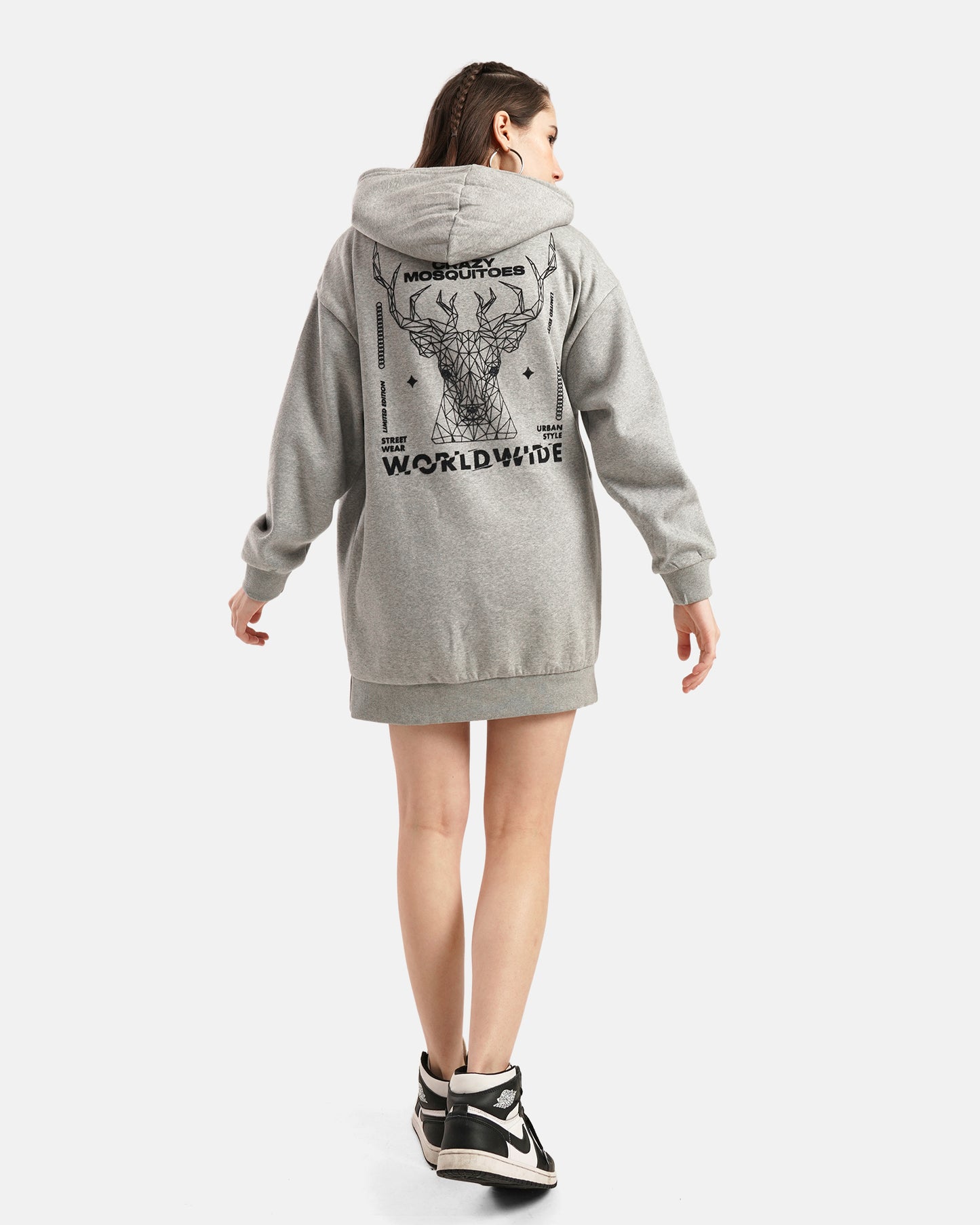 Worldwide Long Hoodie - Grey