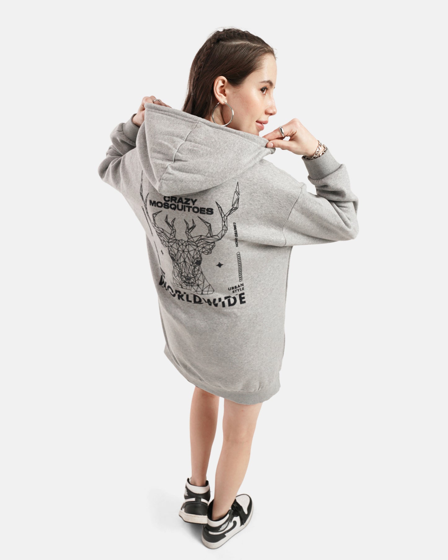 Worldwide Long Hoodie - Grey