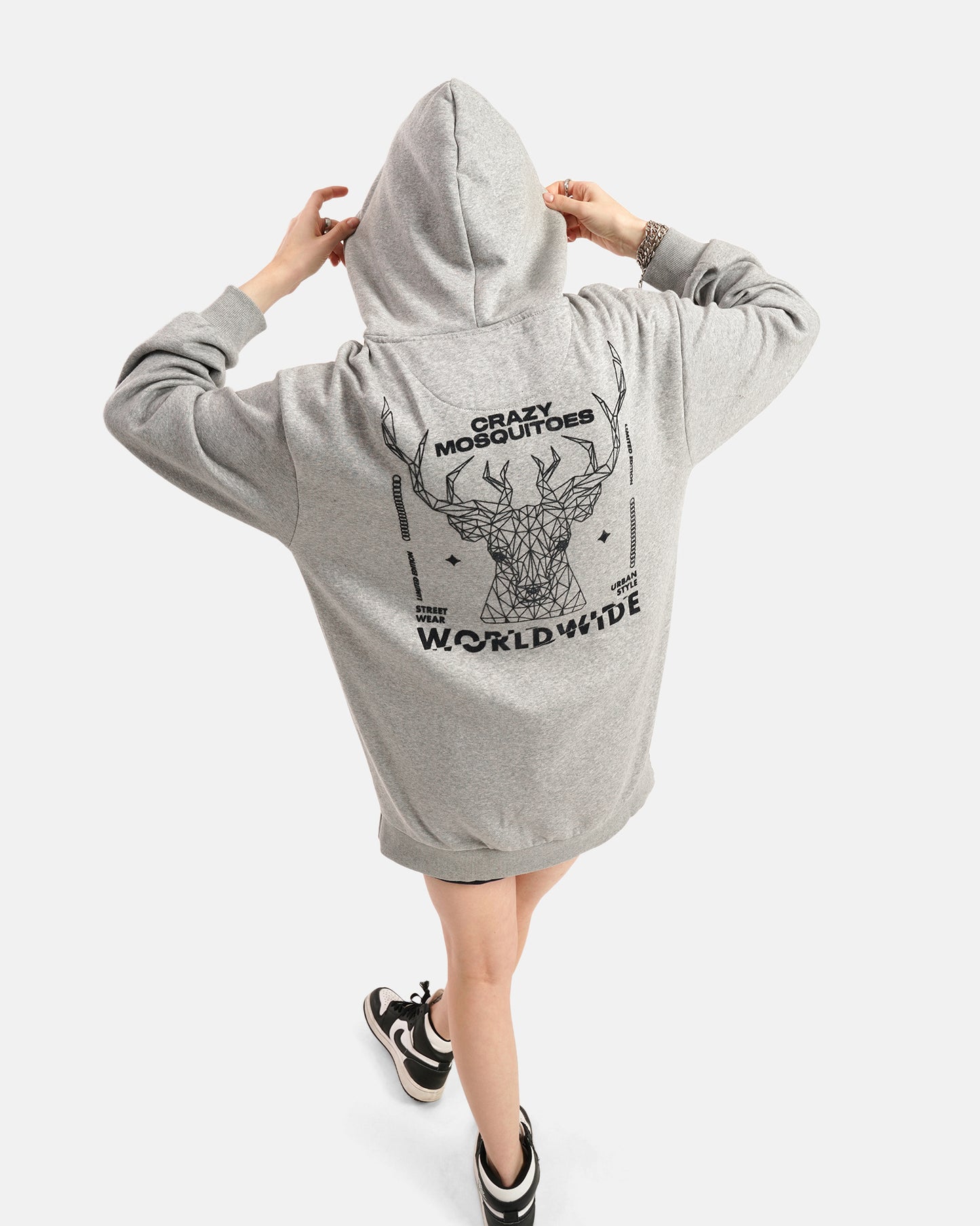 Worldwide Long Hoodie - Grey