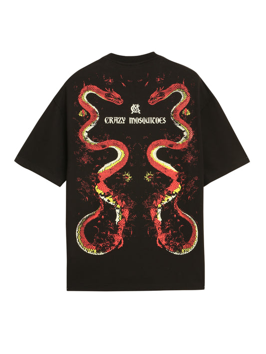 Dual Snakes Bamboo Tee Black