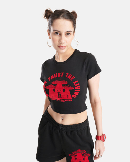 Cosmic Intruder Crop - Black