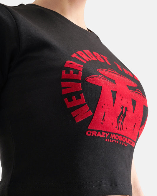 Cosmic Intruder Crop - Black