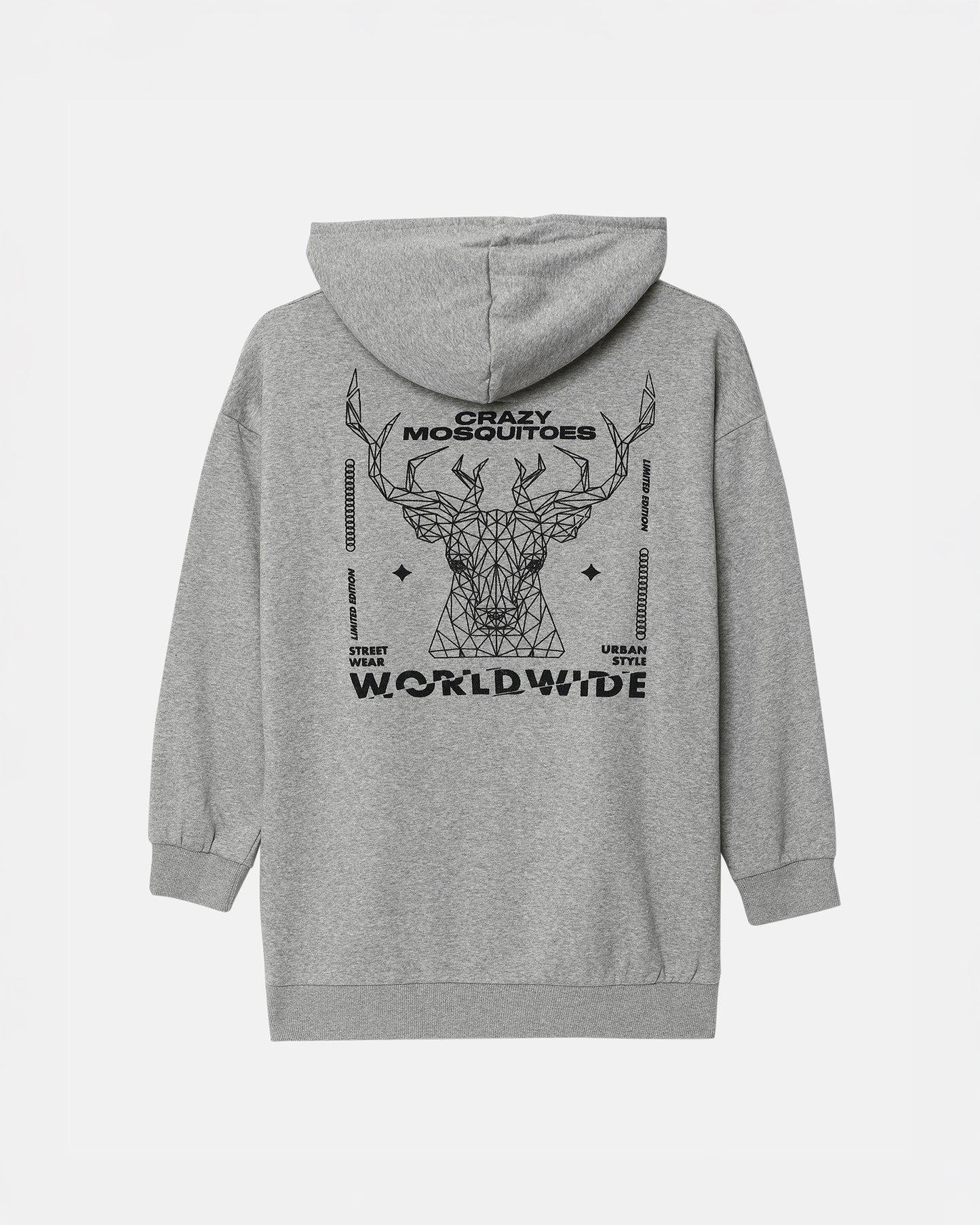 Worldwide Long Hoodie - Grey