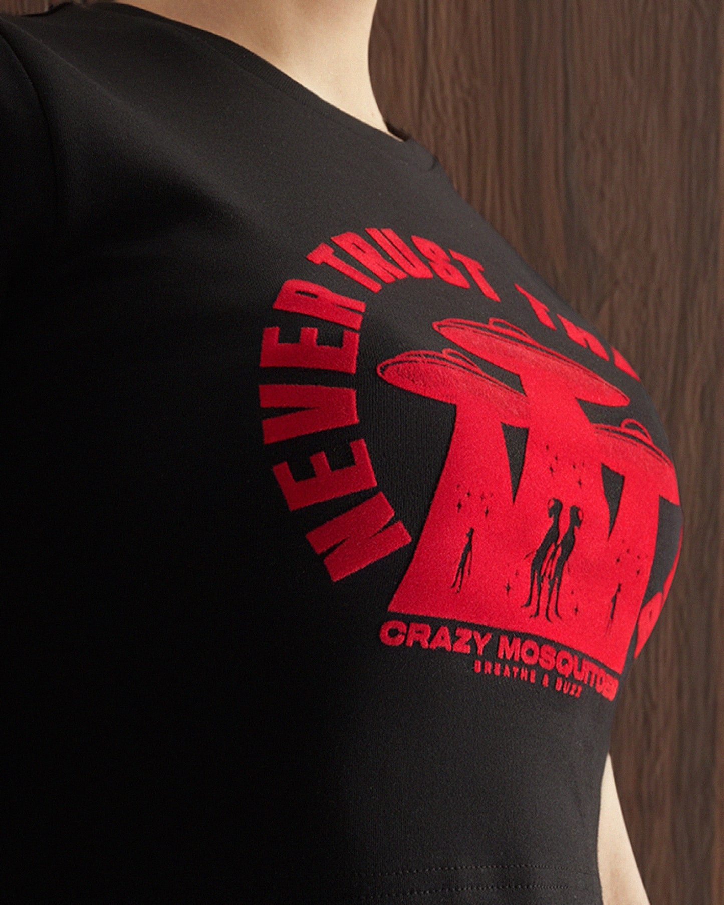 Cosmic Intruder Crop - Black