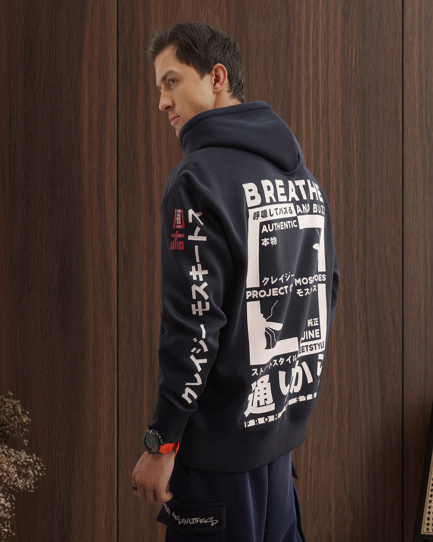 Breathe and Buzz Hoodie Navy