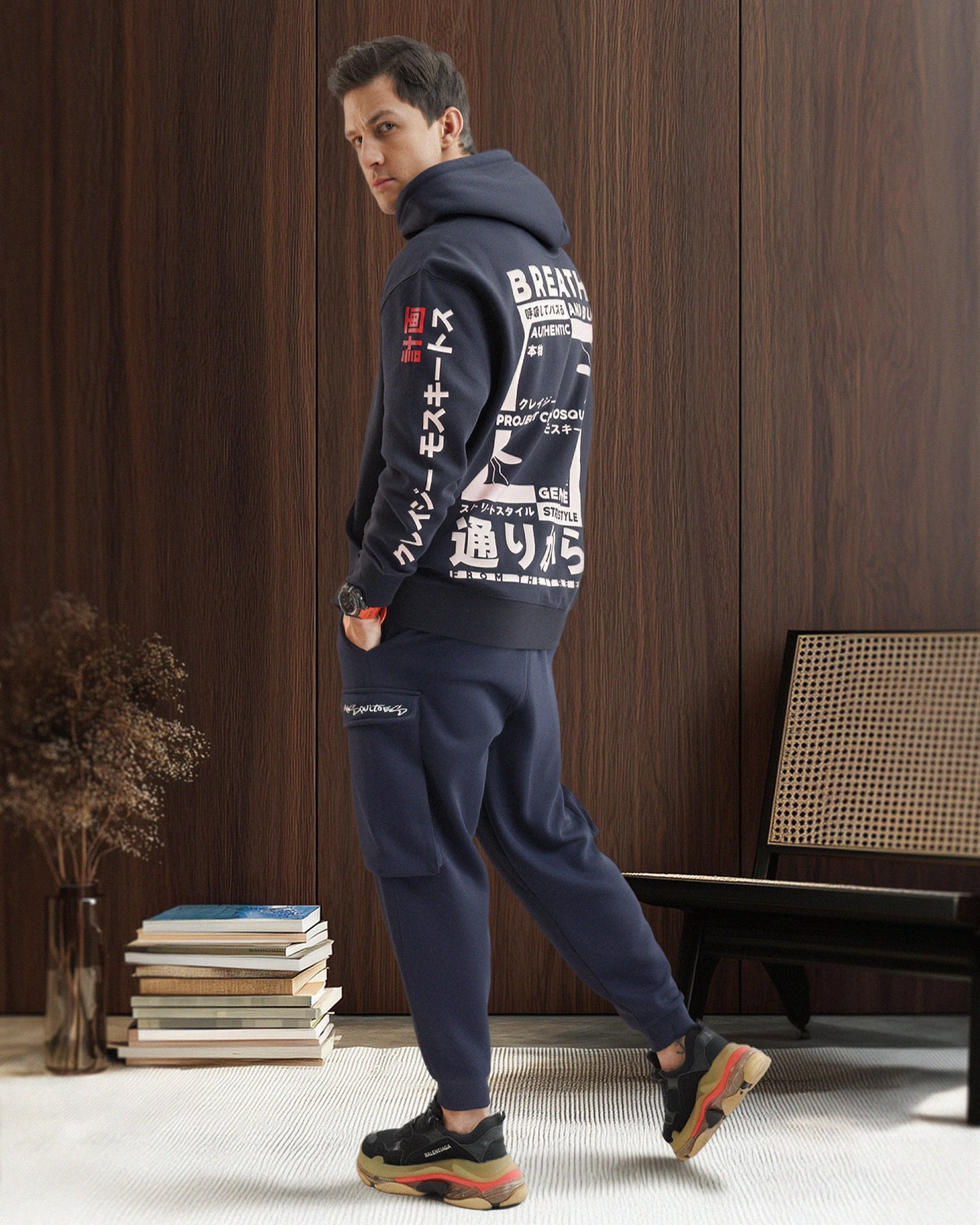 Breathe and Buzz Hoodie Navy