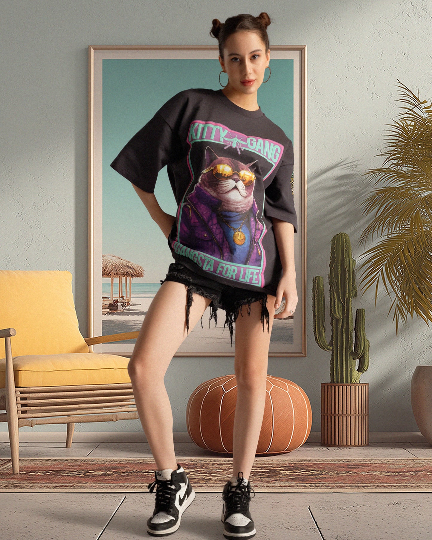 Kitty Gang Tee - Dark Ash