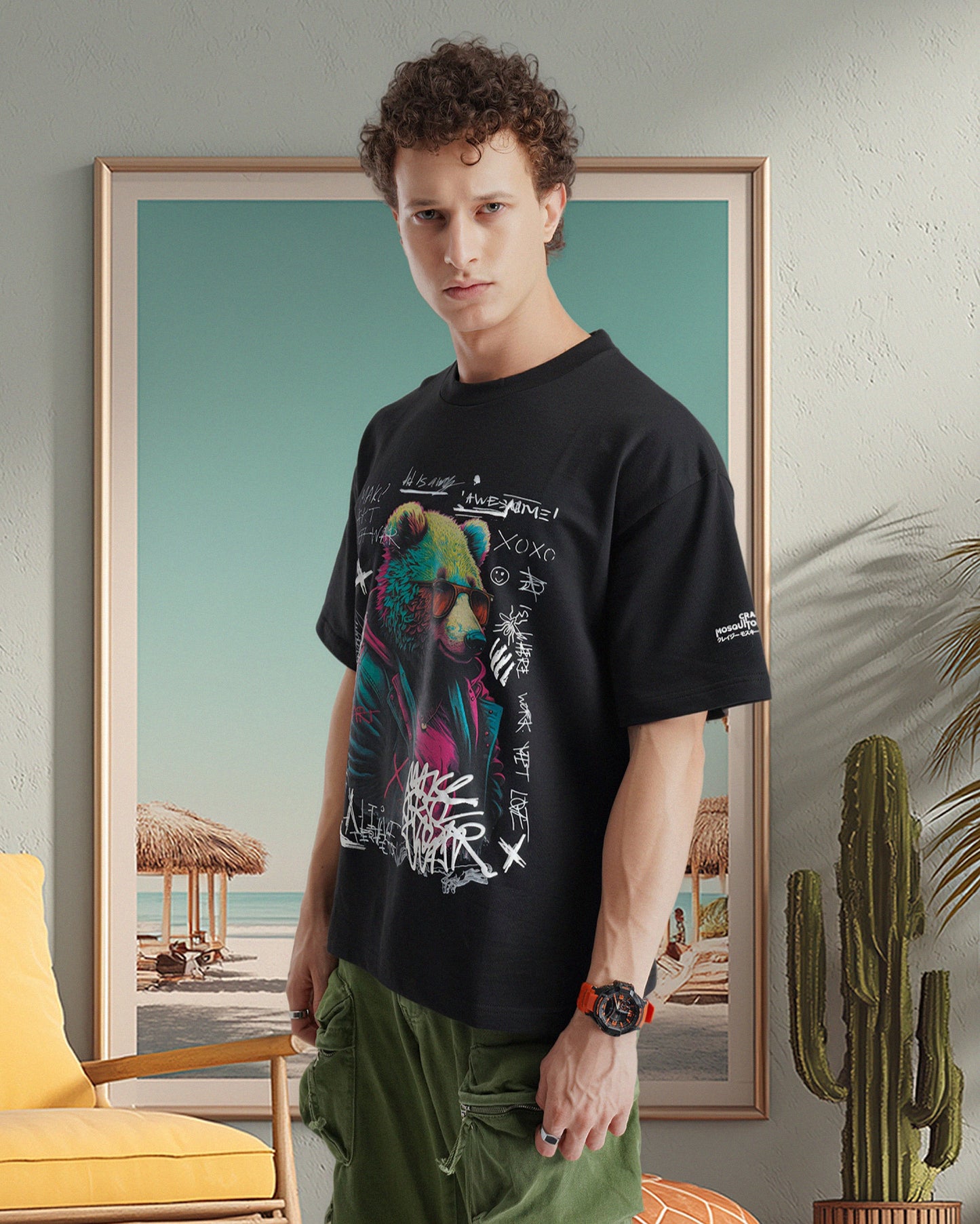 Psy Bear Tee Black