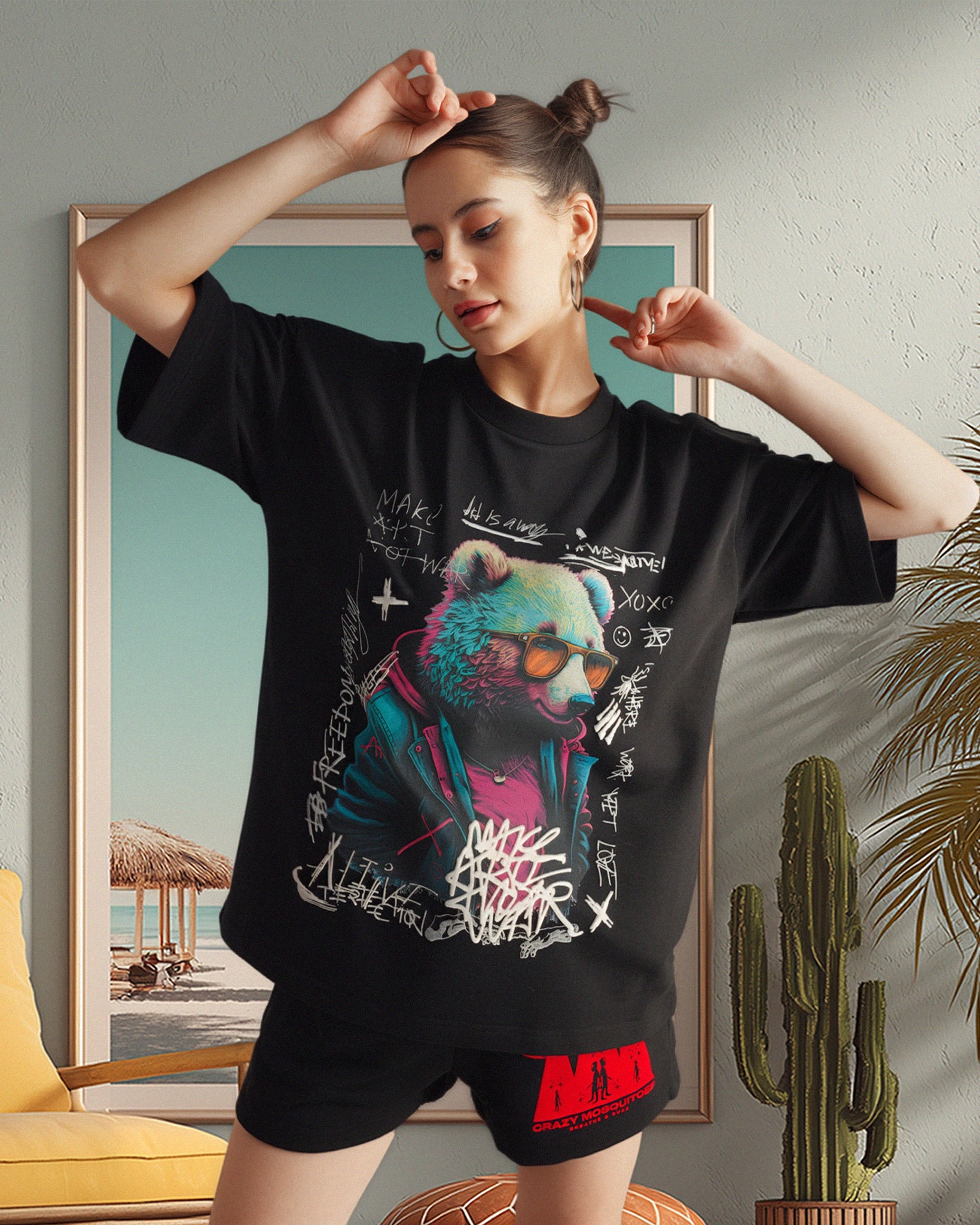 Psy Bear Tee Black – Crazy Mosquitoes