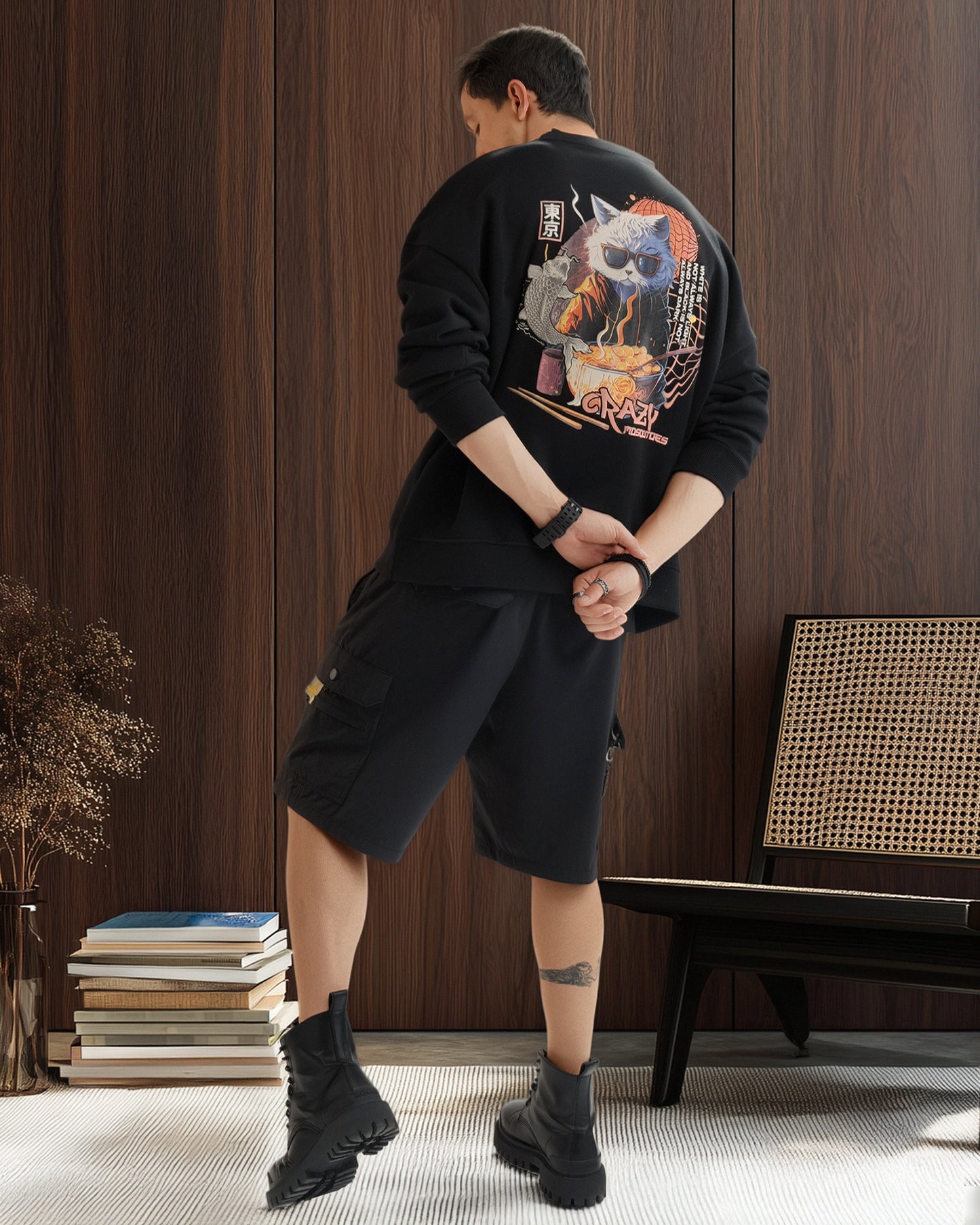 Ramen Cat Sweat Black