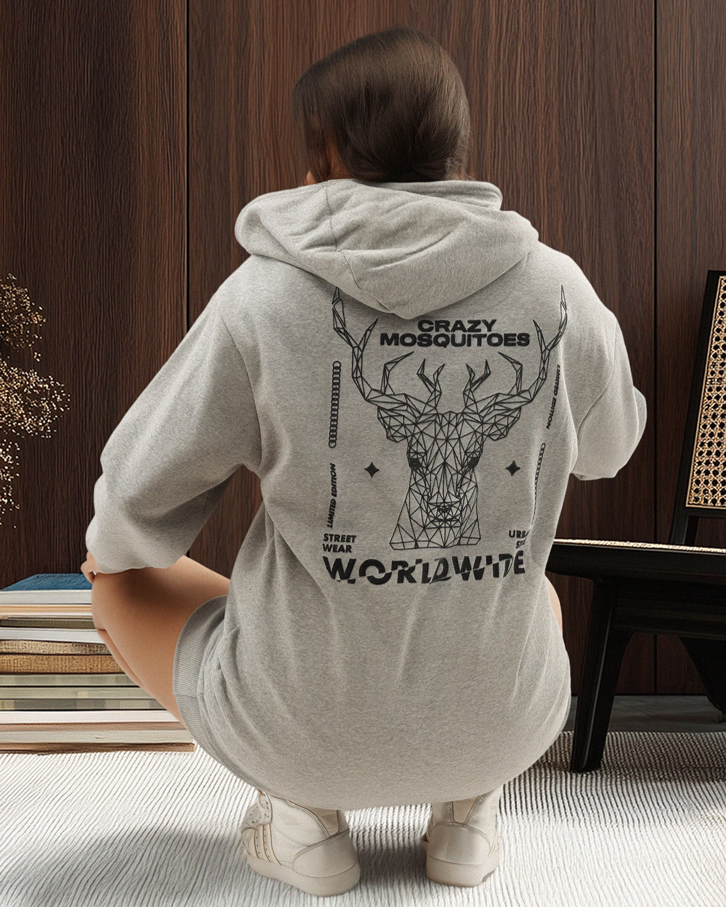 Worldwide Long Hoodie - Grey