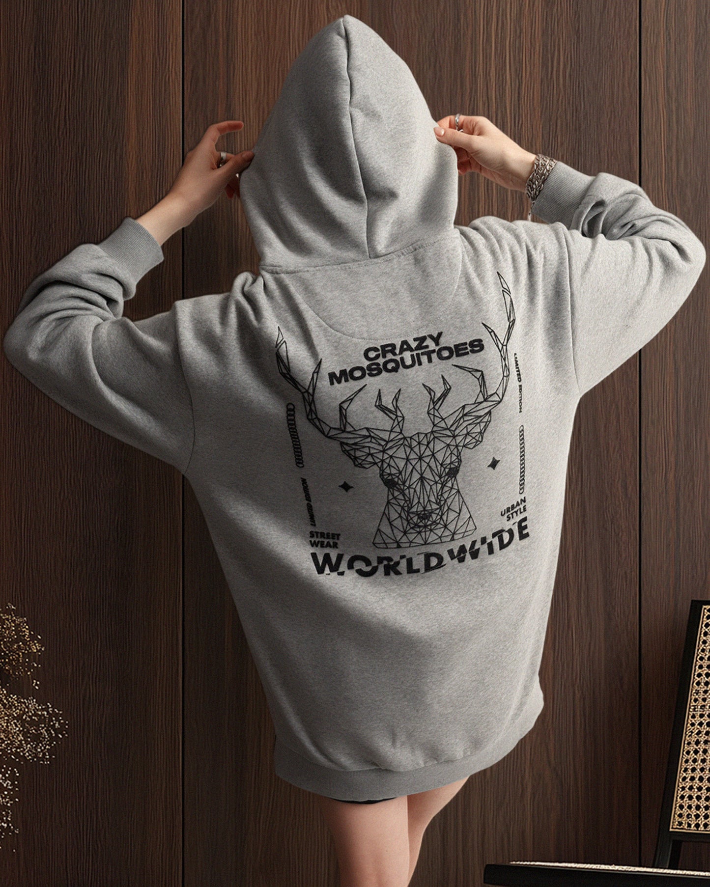 Worldwide Long Hoodie - Grey