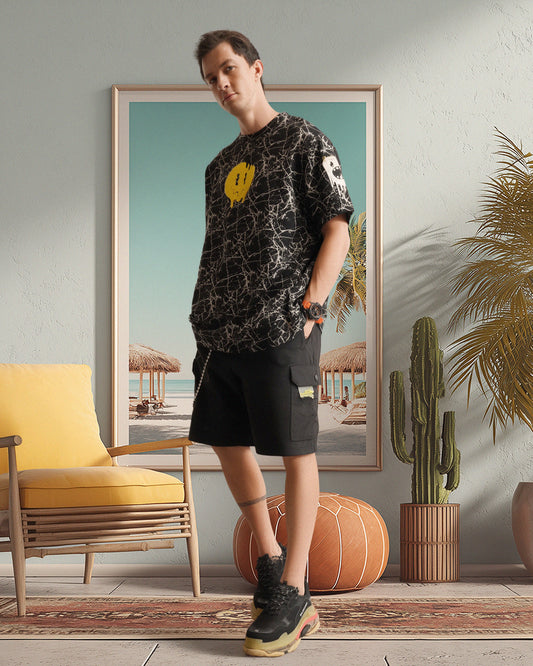 Grumpy Face Tee Black