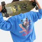 Bear Swag Oversized Fleece Sweatshirt in Cobalt Blue - Crazy Mosquitoes