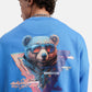 Bear Swag Oversized Fleece Sweatshirt in Cobalt Blue - Crazy Mosquitoes