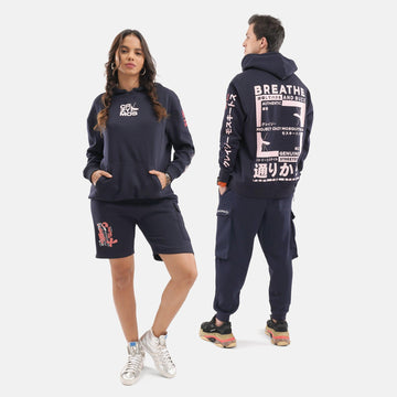 Breathe and Buzz Regular Fleece Hoodie in Navy - Crazy Mosquitoes