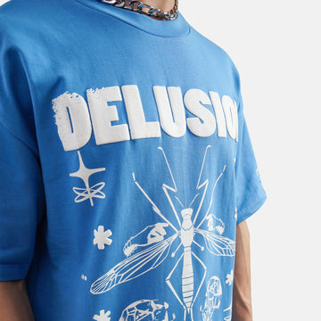 Delusion Oversized Terry T-Shirt in Blue - Crazy Mosquitoes