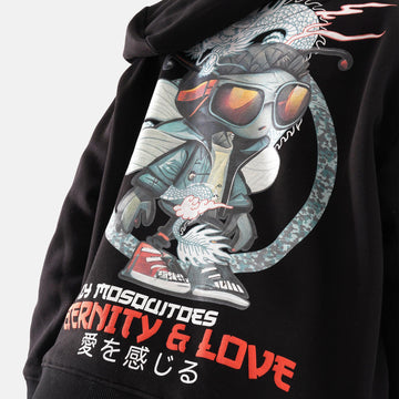 Dragon Regular Fleece Hoodie in Black - Crazy Mosquitoes