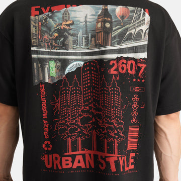 Extinction Drop Shoulder Terry T-Shirt in Black - Crazy Mosquitoes