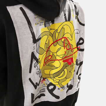 Medusa Oversized Fleece Applique Hoodie in Black - Crazy Mosquitoes