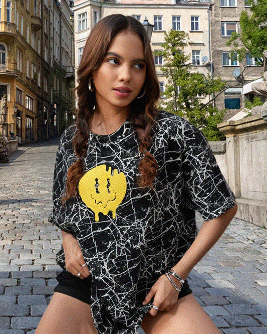 Grumpy Face Tee - Black