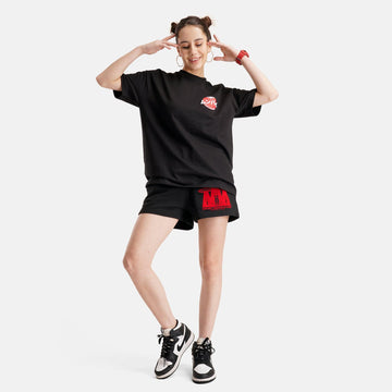 Mumbai Drop Shoulder Terry T-Shirt in Black - Womens - Crazy Mosquitoes