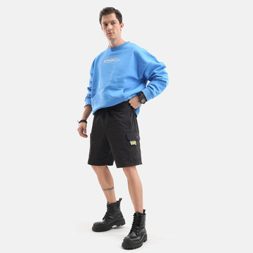 Regular Fit Ribstop Shorts in Black - Crazy Mosquitoes