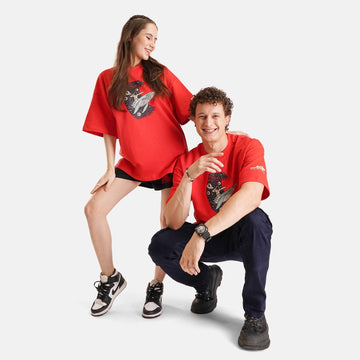 Surfer Oversized Terry T-Shirt in Red - Womens - Crazy Mosquitoes