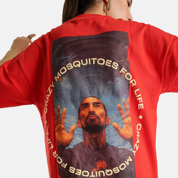 Surfer Oversized Terry T-Shirt in Red - Womens - Crazy Mosquitoes