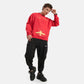 Urban Cheetah Oversized Fleece Sweatshirt in Red - Crazy Mosquitoes