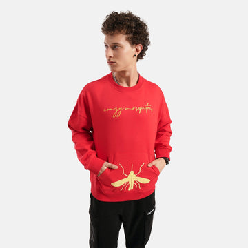 Urban Cheetah Oversized Fleece Sweatshirt in Red - Crazy Mosquitoes