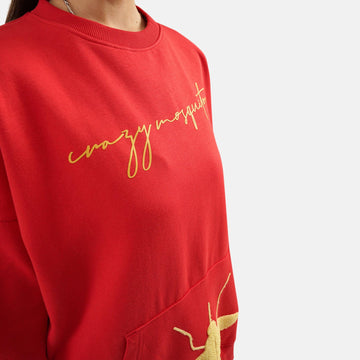 Urban Cheetah Oversized Fleece Sweatshirt in Red - Womens - Crazy Mosquitoes